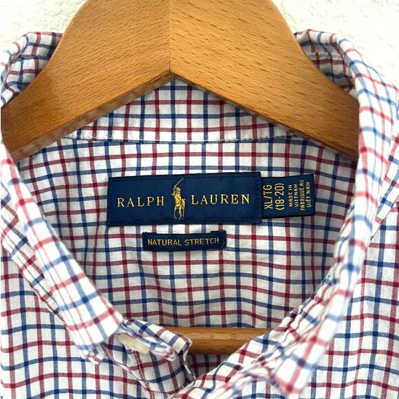 Ralph Lauren Boys Youth Plaid Short Sleeve Shirt XL (18-20) Blue Red White - Picture 6 of 10